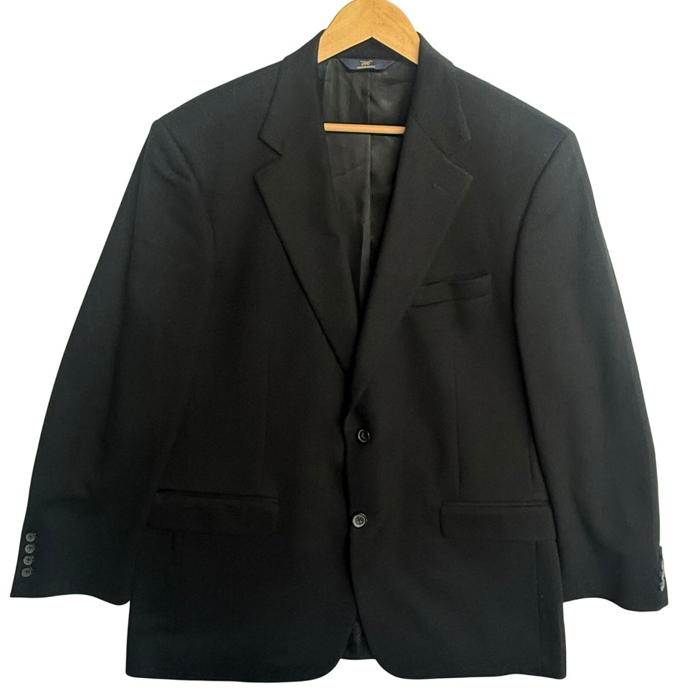 Brooks Brothers 346 Mens 42R Black 100% Cashmere 2 Button Blazer Sport Coat